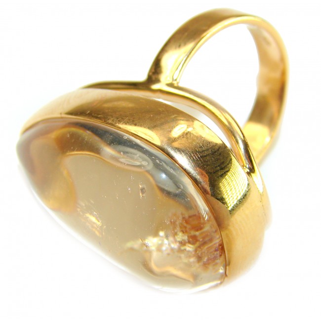 The best quality genuine 26.5 carat Phantom Quartz 18K Gold over .925 Sterling Silver handmade Statement Ring s. 8 adjustable - photo 1