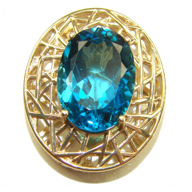 Blue Galaxy - 6.2 carat London Blue Topaz 18K Gold over .925 Sterling Silver handmade Pendant - photo 1