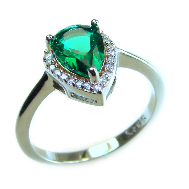 Gabriella 4.2 carat authentic Emerald rhodium over .925 Sterling Silver handcrafted Statement Ring size 7 1/4 - photo 3