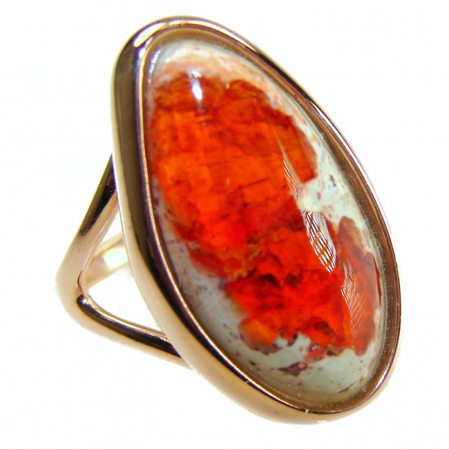 Golden Galaxy best quality 15.8 carat Mexican Opal 18K Rose Gold over .925 Sterling Silver handmade ring 7
