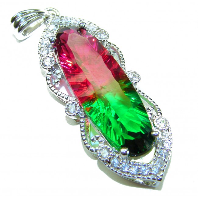 Deluxe 22.6ctw Authentic Brazilian Tourmaline .925 Sterling Silver handmade Pendant