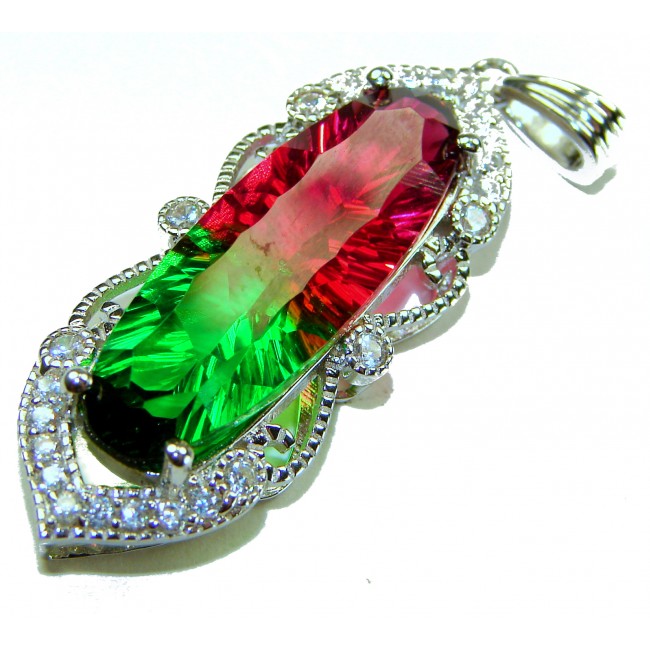 Deluxe 22.6ctw Authentic Brazilian Tourmaline .925 Sterling Silver handmade Pendant