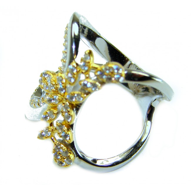 Aphrodite - 2.6 carat White Topaz 2 tones .925 Sterling Silver handcrafted ring size 6 - photo 1