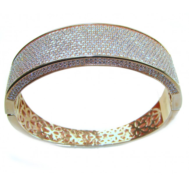 Tiffany Genuine 36.5 carat White Topaz Rose Gold over .925 Sterling Silver handcrafted Statement bracelet