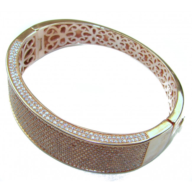 Tiffany Genuine 36.5 carat White Topaz Rose Gold over .925 Sterling Silver handcrafted Statement bracelet