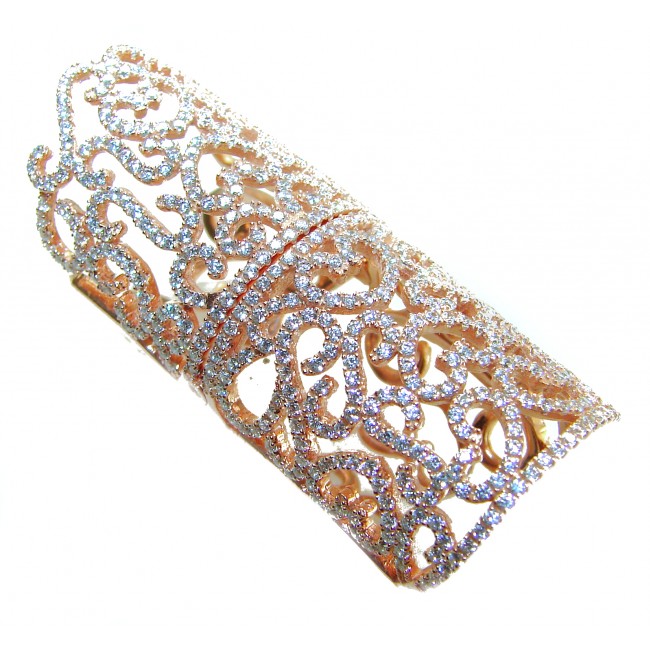 Pure Celestial Energy Natural 14.4 carat White Topaz 18K Rose Gold over .925 Sterling Silver handmade Statement Ring size 7