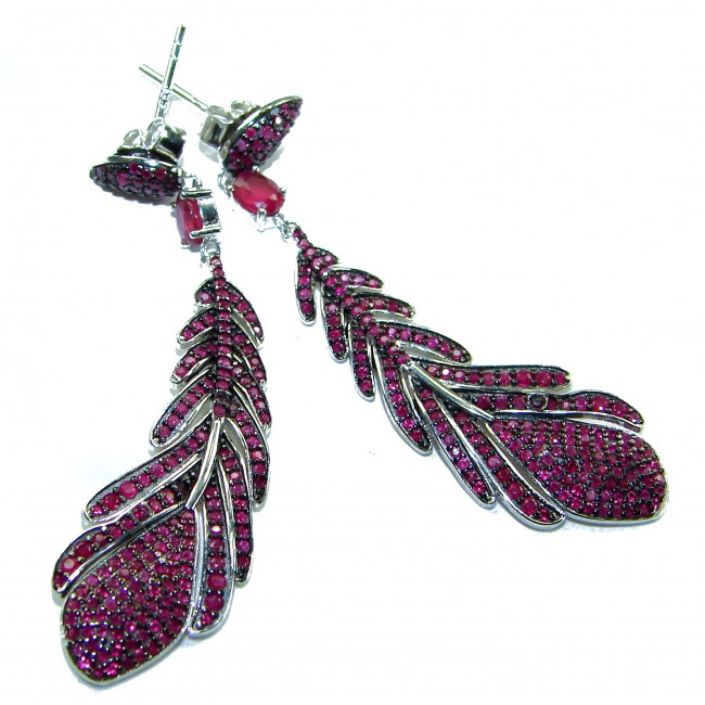 Magnificent Jewel 12.5 carat Ruby .925 Sterling Silver handcrafted incredible earrings