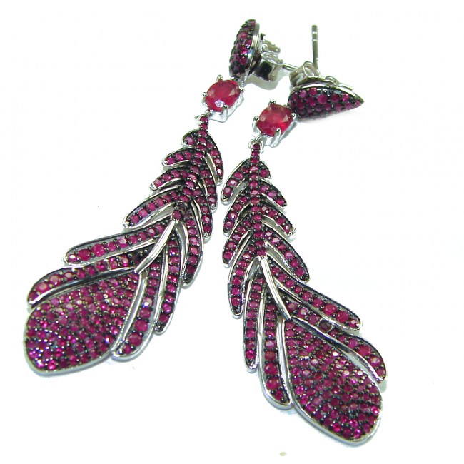 Magnificent Jewel 12.5 carat Ruby .925 Sterling Silver handcrafted incredible earrings