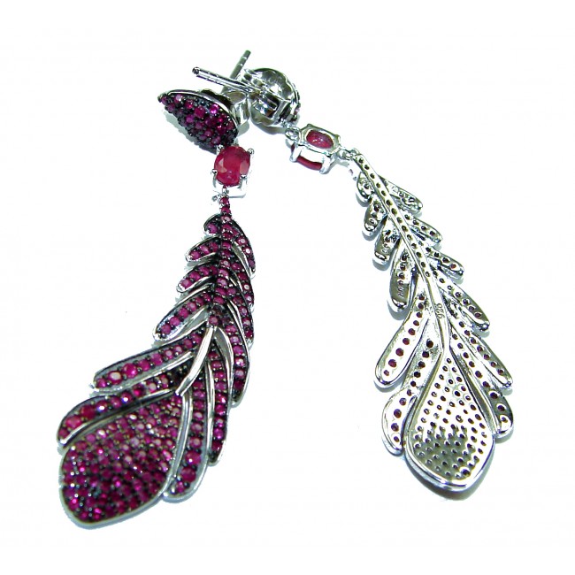 Magnificent Jewel 12.5 carat Ruby .925 Sterling Silver handcrafted incredible earrings