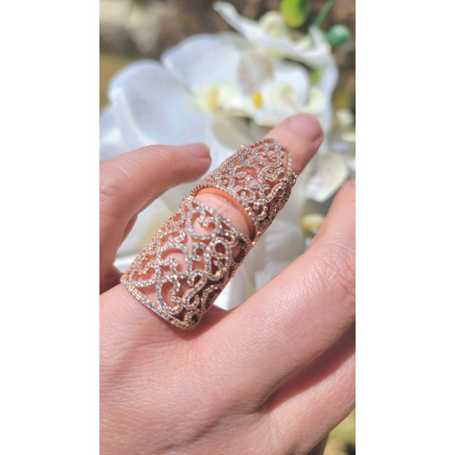 Pure Celestial Energy Natural 14.4 carat White Topaz 18K Rose Gold over .925 Sterling Silver handmade Statement Ring size 7