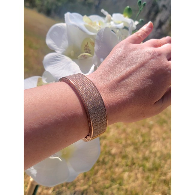 Tiffany Genuine 36.5 carat White Topaz Rose Gold over .925 Sterling Silver handcrafted Statement bracelet