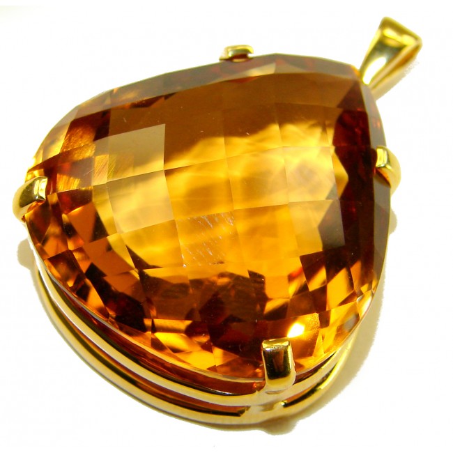 Luxury genuine 41.5 CARAT pear cut Champagne Topaz .925 Sterling Silver dipped in 18K Gold handmade Pendant