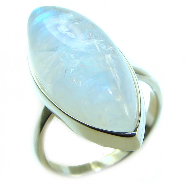 Top quality Rainbow Moonstone .925 Sterling Silver handmade ring s. 10