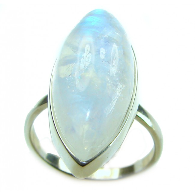 Top quality Rainbow Moonstone .925 Sterling Silver handmade ring s. 10