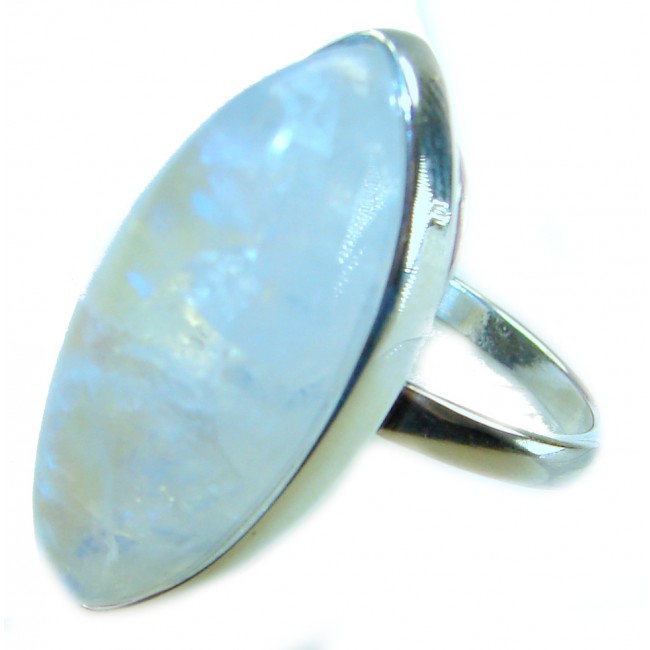 Top quality Rainbow Moonstone .925 Sterling Silver handmade ring s. 10