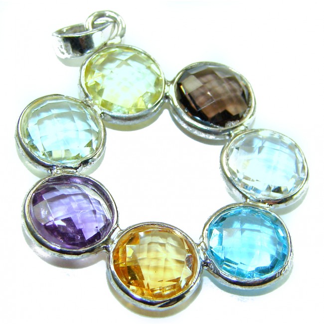 Power of Life 11.5 CARAT Multigem .925 Sterling Silver handcrafted pendant - photo 1