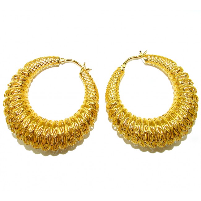 Black Label Collection - Dubai Style - Natural 22K Gold over .925 Sterling Silver handmade hoop earrings