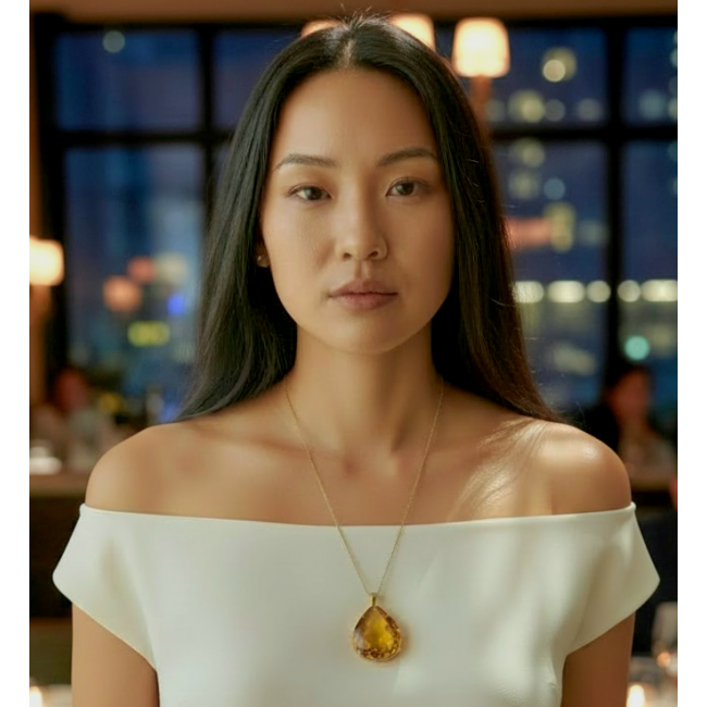 Luxury genuine 41.5 CARAT pear cut Champagne Topaz .925 Sterling Silver dipped in 18K Gold handmade Pendant