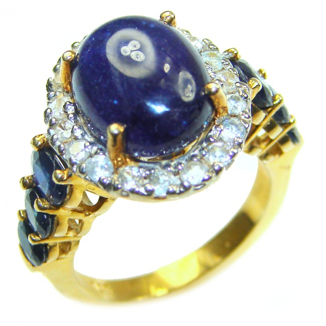 Vintage Style 10.2 carat natural Sapphire 22K Gold over .925 Sterling Silver Perfectly handcrafted Ring s. 7 1/4