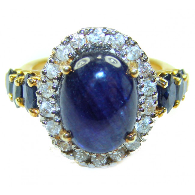 Vintage Style 10.2 carat natural Sapphire 22K Gold over .925 Sterling Silver Perfectly handcrafted Ring s. 7 1/4