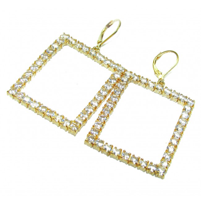 Large Extravaganza White Topaz 18K Gold over .925 Sterling Silver handcrafted Earrings - photo 2