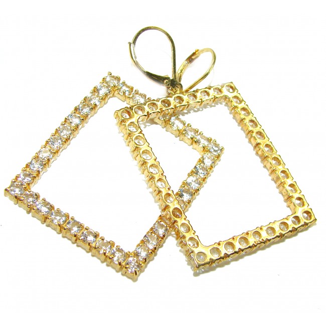 Large Extravaganza White Topaz 18K Gold over .925 Sterling Silver handcrafted Earrings - photo 1