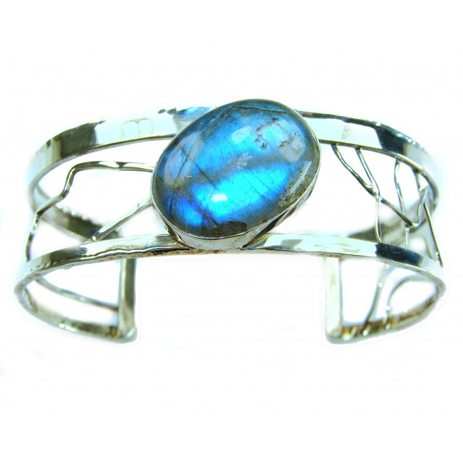 Beautiful Modern Shimmering 20.5 carat Labradorite .925 Sterling Silver Bracelet / Cuff
