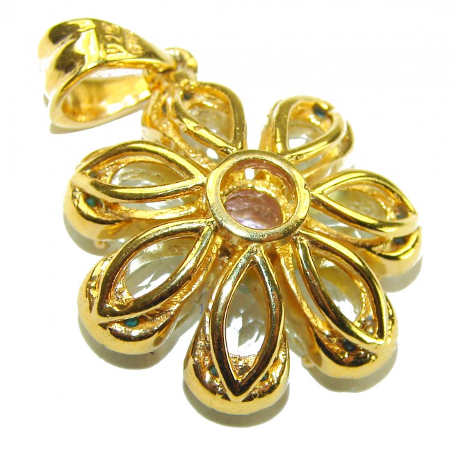 Forget Me Not 10.5 carat authentic Blue Topaz 14K GOLD OVER .925 Sterling Silver Handcrafted pendant - photo 1