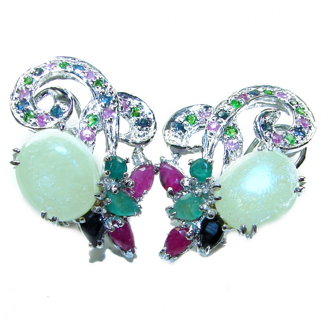 TIFFANY 5.2 carat 6.8 CARAT Australian White Opal .925 Sterling Silver incredible handcrafted Earrings