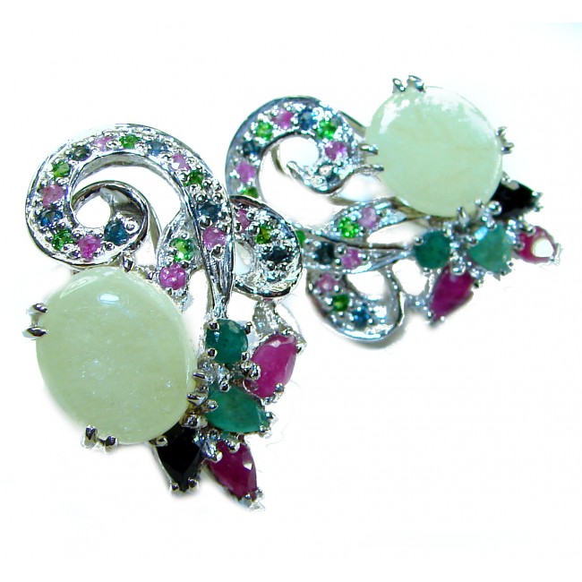 TIFFANY 5.2 carat 6.8 CARAT Australian White Opal .925 Sterling Silver incredible handcrafted Earrings