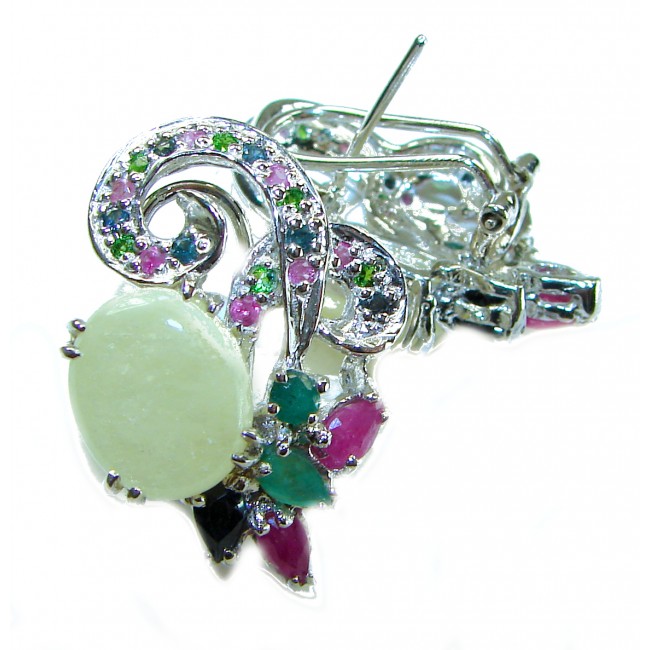 TIFFANY 5.2 carat 6.8 CARAT Australian White Opal .925 Sterling Silver incredible handcrafted Earrings