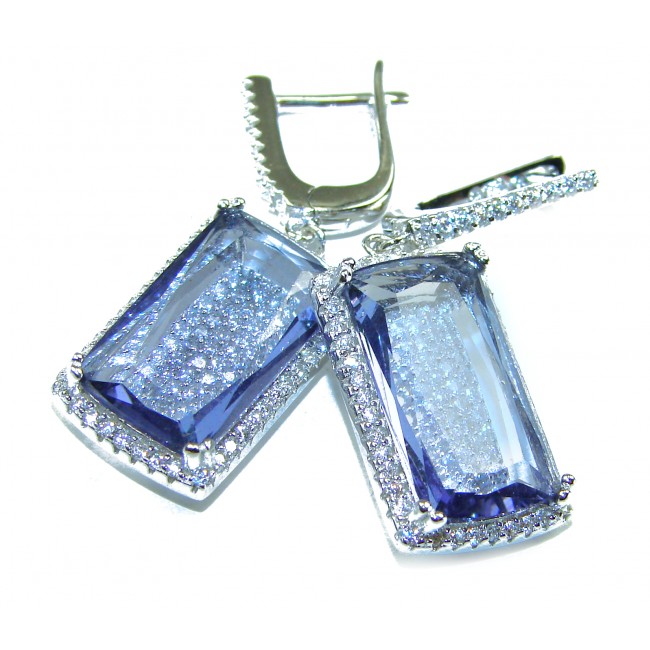 Splendid 12.5 carat Tanzanite .925 Sterling Silver Handcrafted Earrings