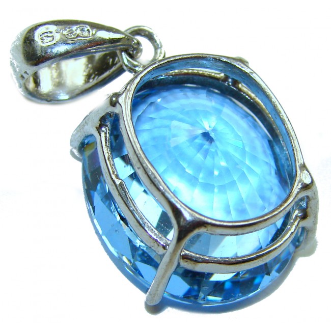 Pacifica fancy oval cut 16.5 carat London Blue Topaz .925 Sterling Silver handmade Pendant