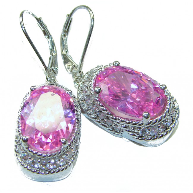 Exceptional- 18.7 carat Pink Topaz .925 Sterling Silver Handcrafted Statement earrings