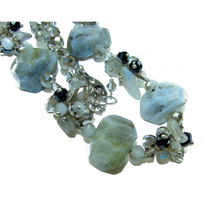 One of the kind great Tourmalinated Quartz Spinel .925 Sterling Silver necklace