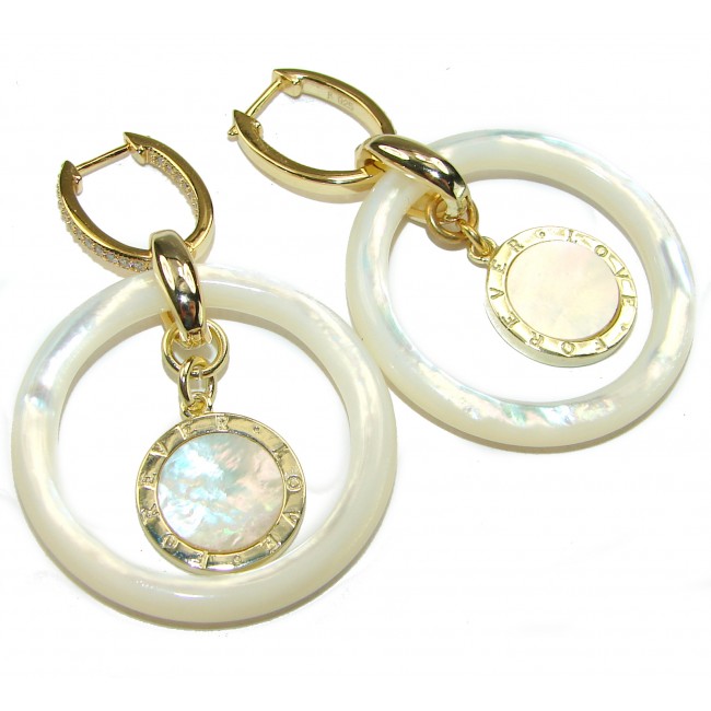 Spectacular Genuine Blister Pearl 18K Gold over .925 Sterling Silver handcrafted Large Statement Earrings