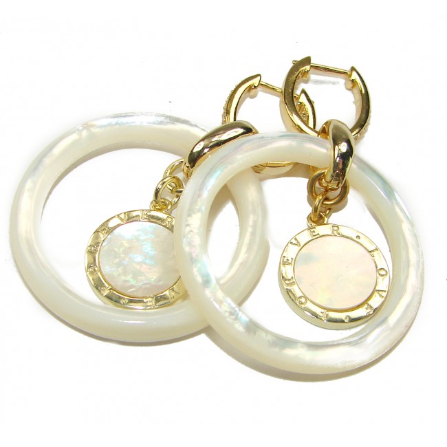 Spectacular Genuine Blister Pearl 18K Gold over .925 Sterling Silver handcrafted Large Statement Earrings