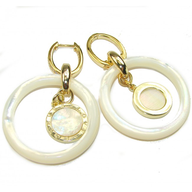 Spectacular Genuine Blister Pearl 18K Gold over .925 Sterling Silver handcrafted Large Statement Earrings