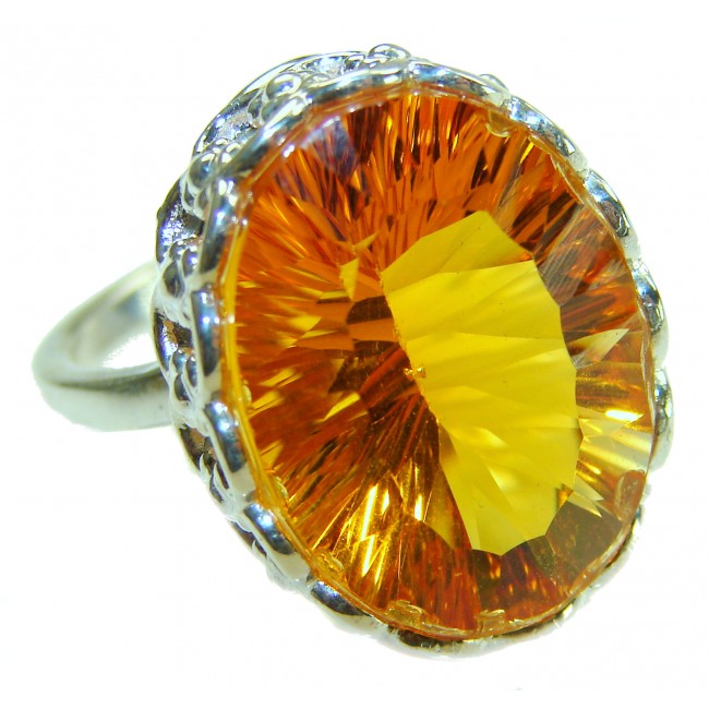 Liliana 39.5 carat Champagne Smoky Topaz .925 Sterling Silver Gold Oversized Ring size 7 3/4 - photo 3