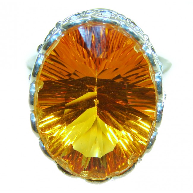 Liliana 39.5 carat Champagne Smoky Topaz .925 Sterling Silver Gold Oversized Ring size 7 3/4 - photo 2