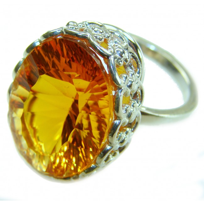 Liliana 39.5 carat Champagne Smoky Topaz .925 Sterling Silver Gold Oversized Ring size 7 3/4 - photo 1