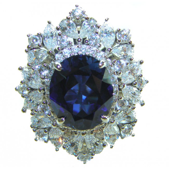Precious Design oval cut 8.9 CARAT Tanzanite .925 Sterling Silver Statement Ring s. 8 1/4