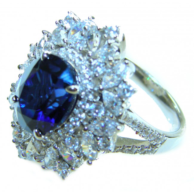 Precious Design oval cut 8.9 CARAT Tanzanite .925 Sterling Silver Statement Ring s. 8 1/4