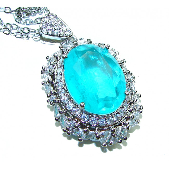 Rio Grande do Norte - Brazilian's Briliance - oval cut 15.5 carat Paraiba Tourmaline .925 Sterling Silver handcrafted necklace