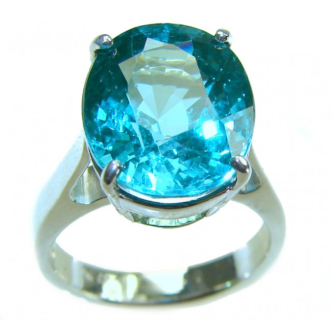 Wonderland 10.1 carat Paraiba Tourmaline .925 Sterling Silver Handcrafted Ring size 6 3/4