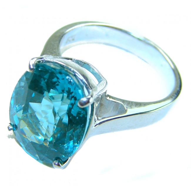 Wonderland 10.1 carat Paraiba Tourmaline .925 Sterling Silver Handcrafted Ring size 6 3/4