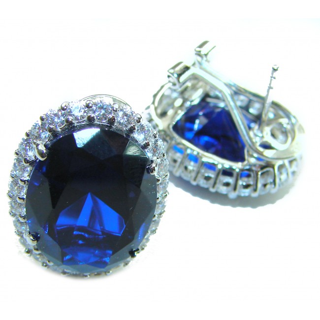 Giovanna - Authentic oval cut 25.9 carat Tanzanite .925 Sterling Silver handcrafted earrings
