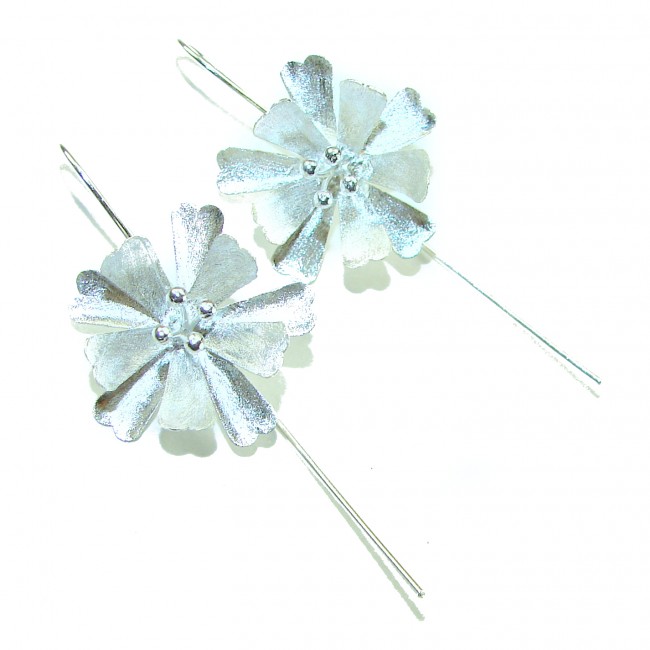 Silver Flowers Italy made .925 Sterling Silver Earrings - photo 2