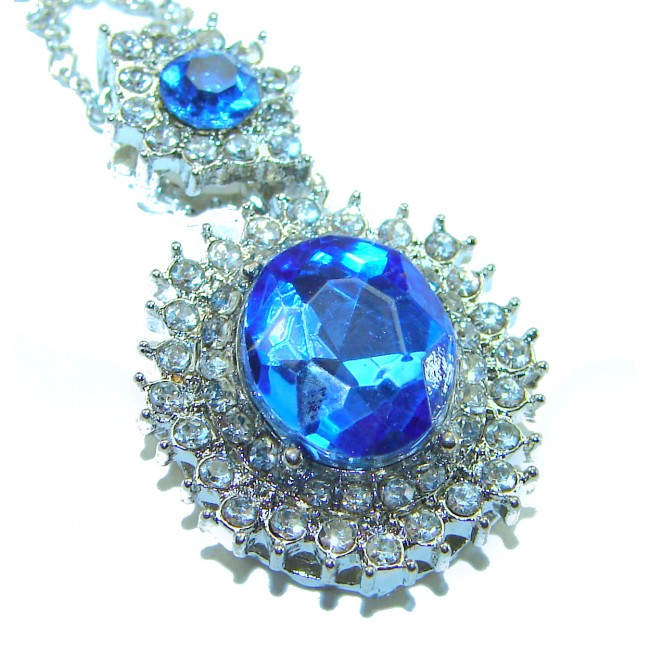 Pacifica 15.5 carat Swiss Blue Topaz .925 Sterling Silver Handcrafted necklace - photo 1