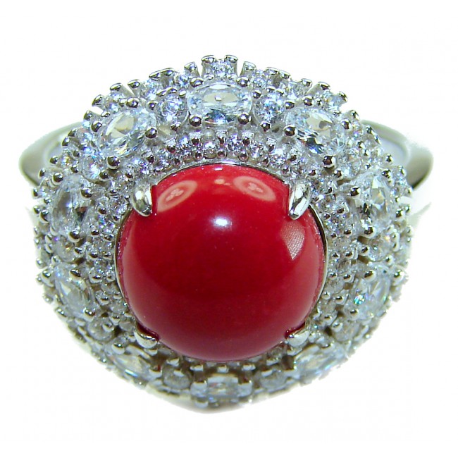 Elizabeth Natural Fossilized Coral .925 Sterling Silver handmade ring s. 9